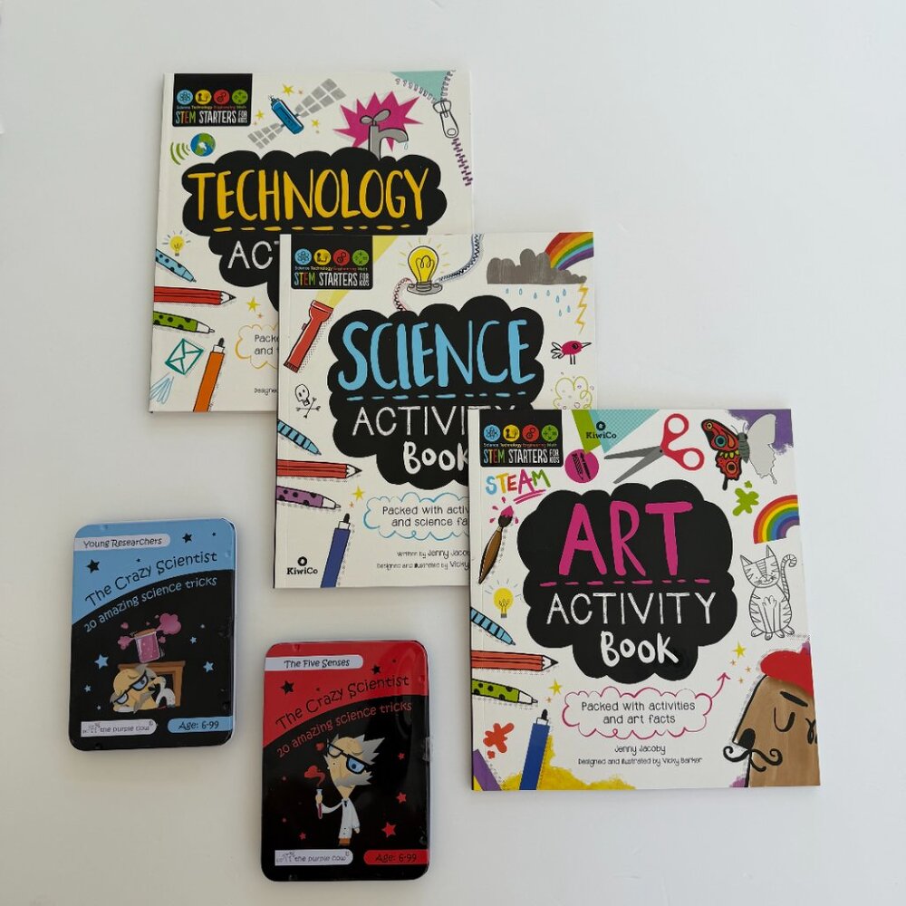 Bundle 3 Stem Starters Activity Books & 2 Crazy Scientist Amazing Science Tricks